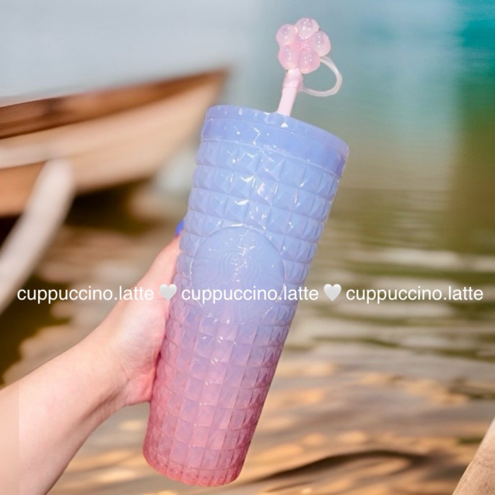 NWT🌸Starbucks 2026 Spring Pink Ombre Cherry Blossom Studded Straw Topper Tumbler